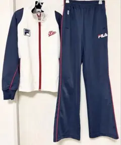 FILA フィラ ナイロン セットアップ 上下 XS ネイビー×ホワイト×レッド