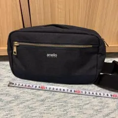 美品✨anello アネロ　ウエストポーチ　ショルダーバッグ　ネイビー　グレー