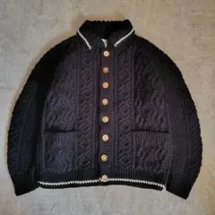 美品 インバーアラン 3A カーディガン 濃紺 茶タグ 国内正規 英国製