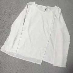 【Fサイズ】KBF+ バックデザインブラウス ホワイト ゆったりサラッと 春服