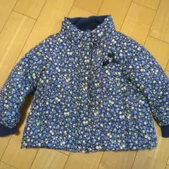 女の子　ダウン　花柄ネイビー　コート　100cm