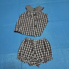 ブラウン・ホワイト チェック柄 80cm セット