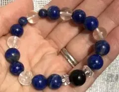 ◆ラピスラズリ・モリオン 天然石ブレスレット 浄化・幸運・魔除け
