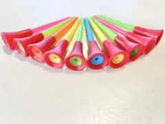 マルチカラーロングゴルフティーレッド系10本