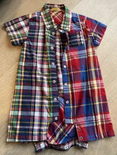 SHIPS チェック柄ロンパース 70