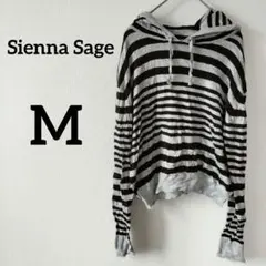 Sienna Sage フード付きパーカー ストライプ ボーダー M　ニット