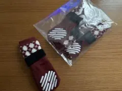 小型犬用 赤白チェック靴下 4足セット