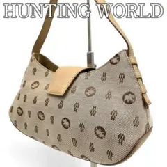 【レア良品】ハンティングワールド　アクセサリーポーチ　ベージュ　ショルダーバッグ