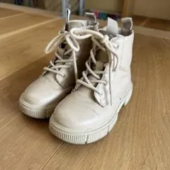 ZARA ベージュ レースアップブーツ サイズ24 15cm