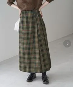 ROPE PICNIC ロペピクニック　チェックキルトロングスカート　グリーン