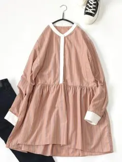 美品SHIPSシップスきれい色フレアブロードペプラムブラウス♪