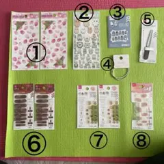 【新品】【DAISO】ネイルシール3種、デコレーションシール、爪ヤスリ合計11点