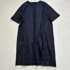 ミズイロインド スタンドカラー ピンタックスリーブ ワンピース