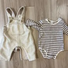 petit main ボアロンパースとカバーオールセット 70