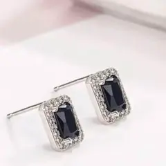 スクエア ストーン スタッドピアス シンプル モード