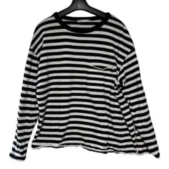 【ZARA】 ザラ ボーダーロングスリーブTシャツ 白黒 胸ポケット Lのサムネイル