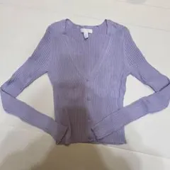 H&M 薄紫 リブ編み カーディガン S