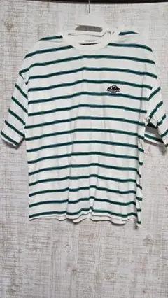 GRASSLAND 半袖Tシャツ ホワイト/グリーンストライプ