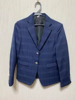 ネイビー チェック柄 スーツセット (ジャケット・ベスト・パンツ)