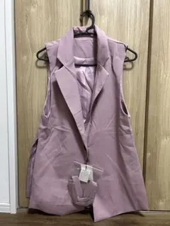 ピンク ノースリーブジレ テーラードベスト Fサイズ