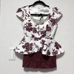 ROBE de FLEURS フラワープリントセットアップ ペプラムドレス