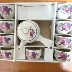 未使用　九谷焼　急須　湯呑　9客セット　 花柄