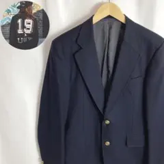 古着 紺色ブレザー ジャケット シングル 金ボタン 総裏ネイビー Mかわいい