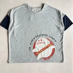 ESTACOT 半袖Tシャツ ゴースト グレー ワッペン 大きめ ゆったりのサムネイル