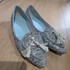ESPERANZA シルバー グリッター フラットシューズ