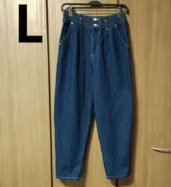 しまむら ハイウエストデニムテーパードパンツ Mサイズ 濃いブルー