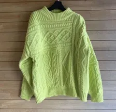 niko and ... ケーブルニットセーター M ライムグリーン