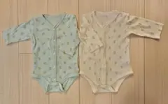 2枚　長袖　ベビー　肌着　60　ロンパース　前開　ボタン
