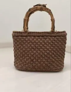 ハンドメイド　ズパゲッティバッグ　ブラウン