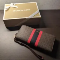 MICHAEL KORS 長財布 ブラウン/レッド
