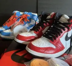 ナイキ エアジョーダン1ハイ OG ライトフュージョンレッドカスタム シカゴ