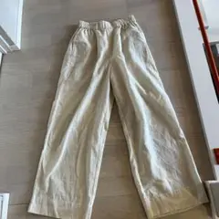 ベージュ ワイドパンツ ゴムウエスト ¥1,490