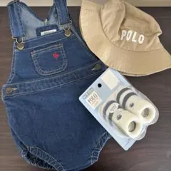 POLO Baby サロペット & 帽子 & 靴下 3点セット