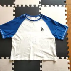 LAロゴ ラグランTシャツ ホワイト/ブルー