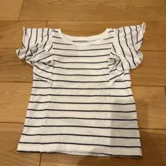 GLOBAL WORK ストライプ フリル袖 Tシャツ M