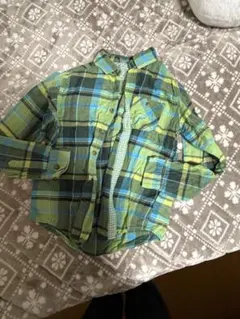 ユニクロ フランネルチェックシャツ 150 グリーン系