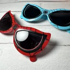 【2点セット】スパイダーマン風　サングラス 赤 青　キッズ用