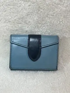 極美品☆COACH ハットン 二つ折り財布 ターンロック 水色 人気 コーチ