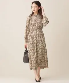 ナノユニバース nanouniverse 花柄 ワンピース ブラウン Sサイズ