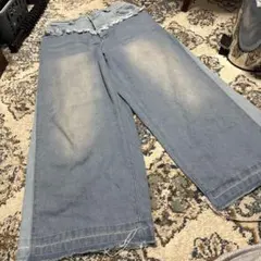 ライトブルー ワイドレッグデニム 股下 63 ウエスト35