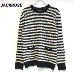 JACKROSE ニット　セーター　ボーダー　ブラック　ホワイト　L