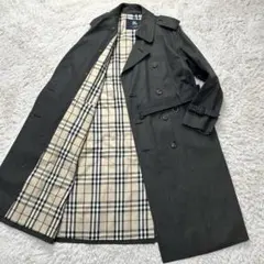【丈長め】バーバリー ロンドン チャコールグレー トレンチコート ノバチェック