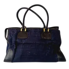 フェンディ ハンドバッグ ズッカ柄 キャンバス×レザー ゴールド金具 真贋済