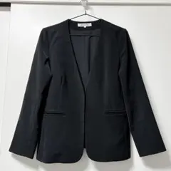 ノーカラージャケット カラーレスジャケット スーツ 黒 Sサイズ