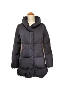 C446★ローラアシュレイ 大人かわいい ダウンコート7 ネイビー濃紺 ミモレ丈