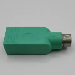 USB-A（メス）→ PS/2（オス／ミニDIN6ピン）変換アダプタ 緑色